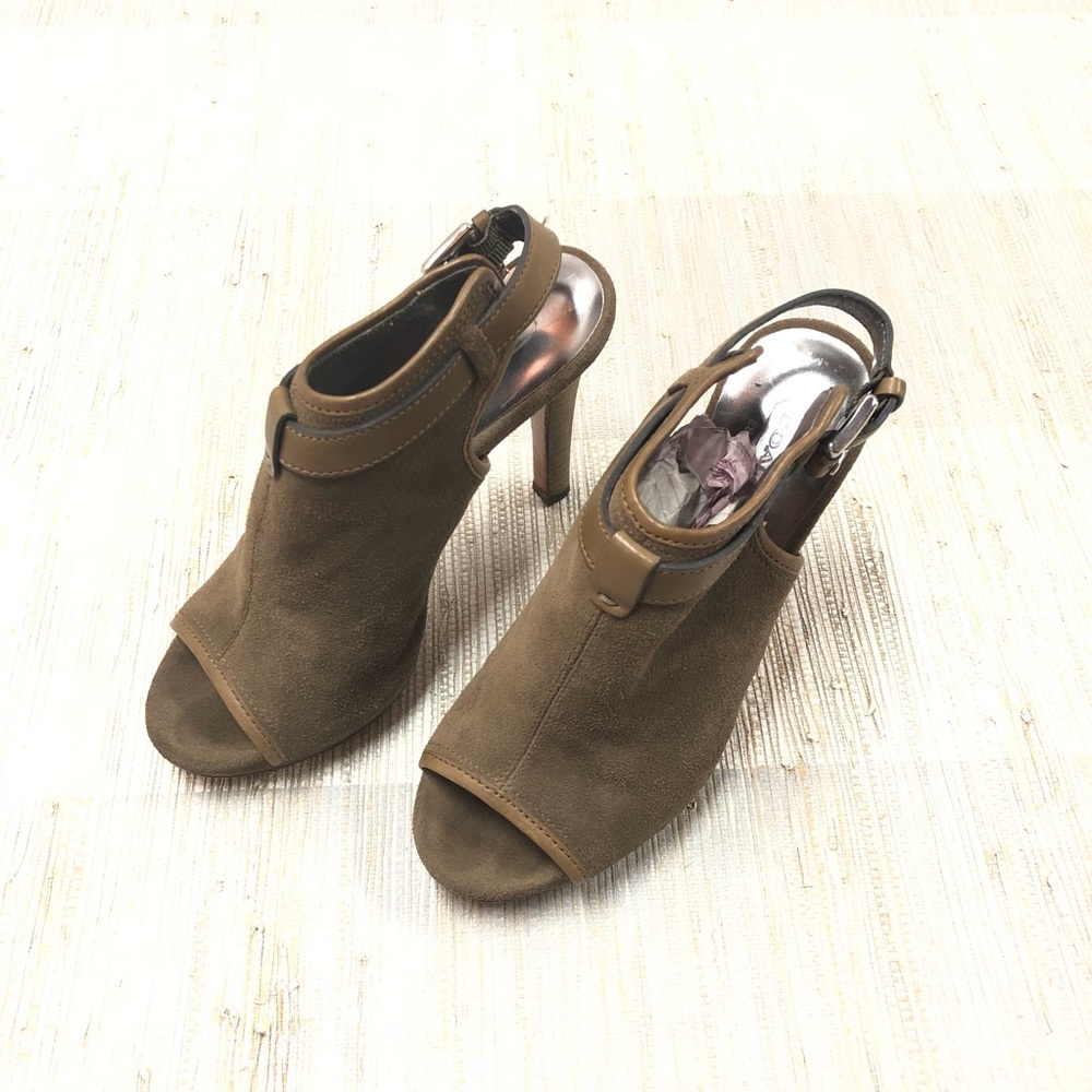 Coach Tan Open Toe Booties